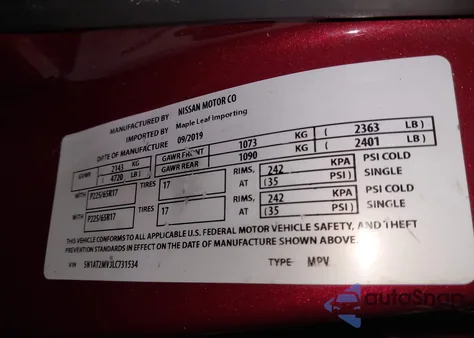 2020 Nissan Rogue S Intelligent Awd/Sl Intelligent Awd/Sv Intelligent Awd z USA, uszkodzony, nr VIN 5N1AT2MV3LC731534